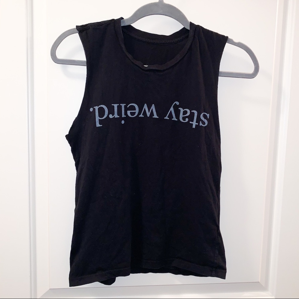 Brandy Melville ‘Stay Weird’ Black Muscle Tee/Tank